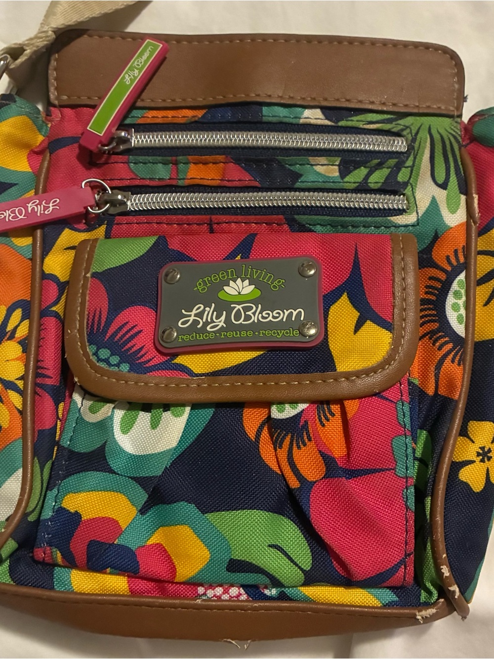 Lily Bloom Colorful Floral Crossbody Bag in Pink, Green, Yellow, Blue